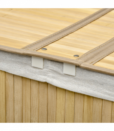 100L Bamboo Laundry Basket w/ 2 Compartments Washing Baskets Natural HOMCOM