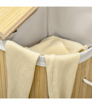 100L Bamboo Laundry Basket w/ 2 Compartments Washing Baskets Natural HOMCOM