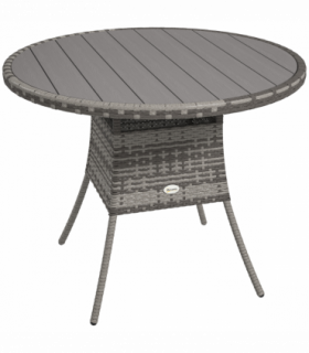 Outsunny Outdoor PE Rattan Dining Table w/ Wood-plastic Composite Top, Grey
