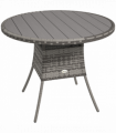 Outsunny Outdoor PE Rattan Dining Table w/ Wood-plastic Composite Top, Grey