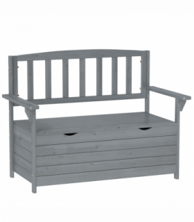 Outsunny Garden Storage Bench, 2 Seater Fir Wood Outdoor Bench, Dark Grey