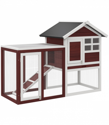 Rabbit Hutch Cage Bunny House Wooden Habitat Pet Small Animal w/ Tray Ramp