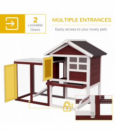 Rabbit Hutch Cage Bunny House Wooden Habitat Pet Small Animal w/ Tray Ramp