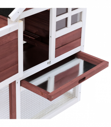 Rabbit Hutch Cage Bunny House Wooden Habitat Pet Small Animal w/ Tray Ramp