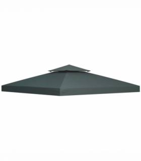Outsunny 3(m) 2 Tier Gazebo Top Cover Replacement Canopy Roof Charcoal Grey