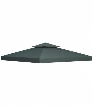 Outsunny 3(m) 2 Tier Gazebo Top Cover Replacement Canopy Roof Charcoal Grey