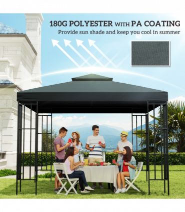 Outsunny 3(m) 2 Tier Gazebo Top Cover Replacement Canopy Roof Charcoal Grey
