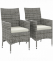 Outsunny 2 Pieces Outdoor Rattan Armchair Garden Dining Chair Set Mixed Grey