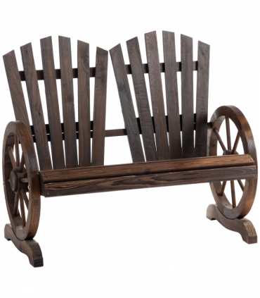 2 Seater Garden Bench w/ Wheel-Shaped Armrests Carbonized colour Outsunny