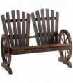 2 Seater Garden Bench w/ Wheel-Shaped Armrests Carbonized colour Outsunny