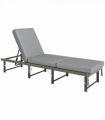 Outsunny Folding Rattan Sun Lounger with Adjustable Back, Cushion, Grey