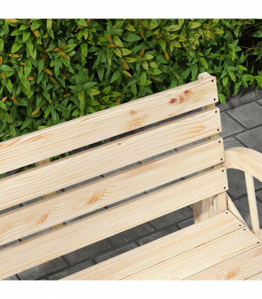 Outsunny 2 Seater Garden Bench w/ Wooden Cart Wagon Wheel Natural