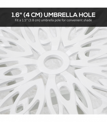 Outsunny Cast Aluminium Bistro Table with Umbrella Hole, White