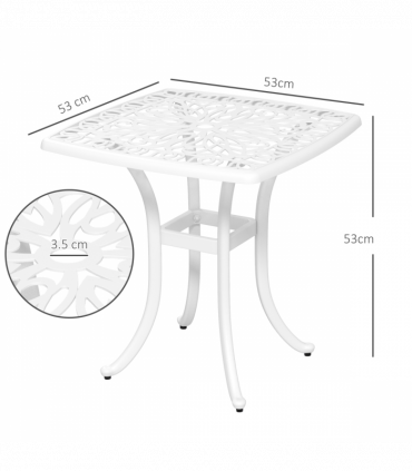 Outsunny Cast Aluminium Bistro Table with Umbrella Hole, White