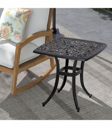 Outsunny Cast Aluminium Bistro Table with Umbrella Hole, Bronze Tone