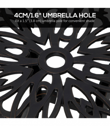 Outsunny Cast Aluminium Bistro Table with Umbrella Hole, Bronze Tone