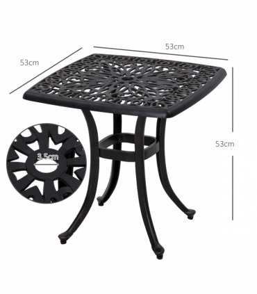 Outsunny Cast Aluminium Bistro Table with Umbrella Hole, Bronze Tone