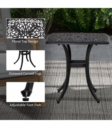 Outsunny Cast Aluminium Bistro Table with Umbrella Hole, Bronze Tone