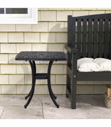 Outsunny Cast Aluminium Bistro Table with Umbrella Hole, Bronze Tone