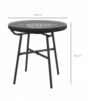 Stylish Rattan Coffee Table with Glass Top for Outdoor Living