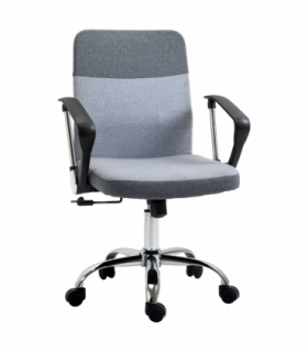 Office Chair Linen Swivel Desk Chair Home Study Rocker w/ Wheel, Grey Vinsetto