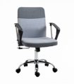 Office Chair Linen Swivel Desk Chair Home Study Rocker w/ Wheel, Grey Vinsetto