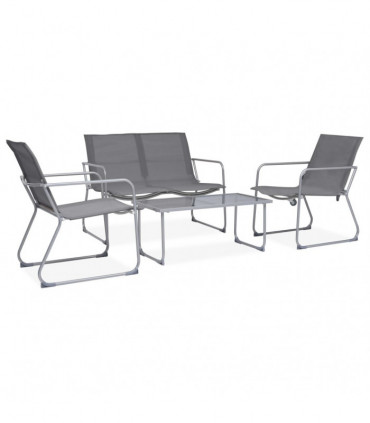 vidaXL 4 Piece Garden Lounge Set Fabric & Steel Grey