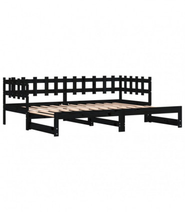 vidaXL Pull-out Day Bed Black 2x(80x200) cm Solid Wood Pine