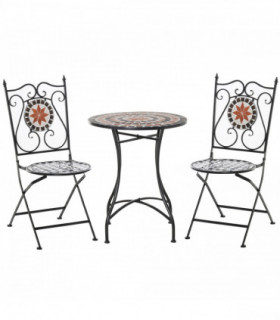 Elegant 3-Piece Bistro Set with Mosaic Design for Outdoor Spaces
