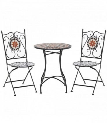 Elegant 3-Piece Bistro Set with Mosaic Design for Outdoor Spaces