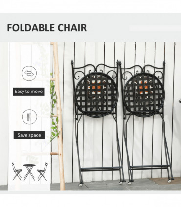 Elegant 3-Piece Bistro Set with Mosaic Design for Outdoor Spaces