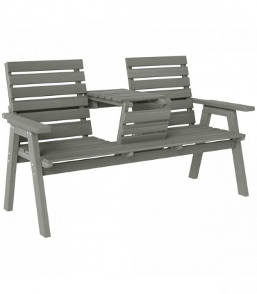 Outsunny Convertable 3-Seater Wood Bench Table Garden w/ Armrests Grey