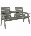 Outsunny Convertable 3-Seater Wood Bench Table Garden w/ Armrests Grey