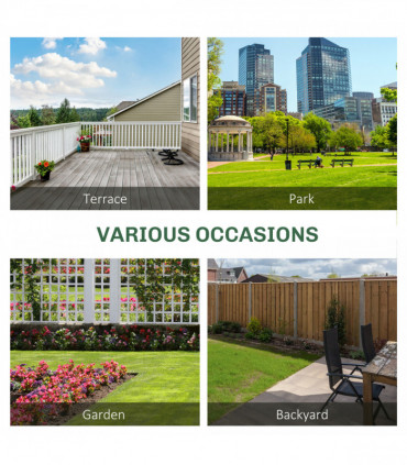 Outsunny Convertable 3-Seater Wood Bench Table Garden w/ Armrests Grey