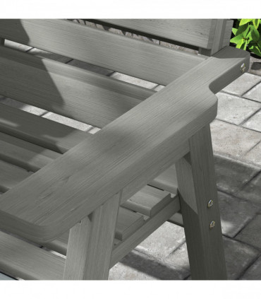 Outsunny Convertable 3-Seater Wood Bench Table Garden w/ Armrests Grey
