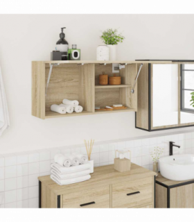 vidaXL Bathroom Wall Cabinet Sonoma Oak 80x25x40 cm Engineered Wood
