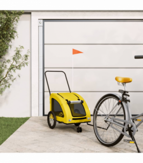 vidaXL Pet Bike Trailer Yellow Oxford Fabric and Iron