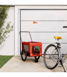 vidaXL Pet Bike Trailer Orange and Black Oxford Fabric and Iron
