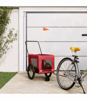 vidaXL Pet Bike Trailer Red and Black Oxford Fabric and Iron