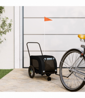 vidaXL Pet Bike Trailer Black Oxford Fabric and Iron