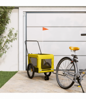 vidaXL Pet Bike Trailer Yellow and Black Oxford Fabric and Iron