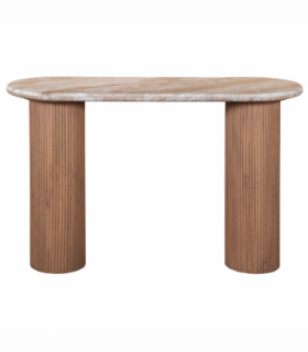 Ashford Natural Marble & Wood Pedestal Console Table