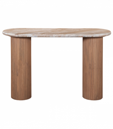 Ashford Natural Marble & Wood Pedestal Console Table