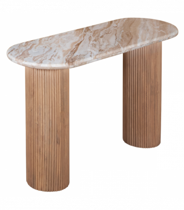 Ashford Natural Marble & Wood Pedestal Console Table
