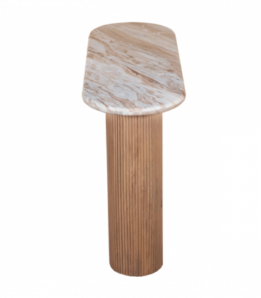 Ashford Natural Marble & Wood Pedestal Console Table