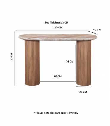 Ashford Natural Marble & Wood Pedestal Console Table