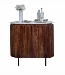 Opal Solid Wood Sideboard/Drinks Cabinet With Marble Top & Metal Legs
