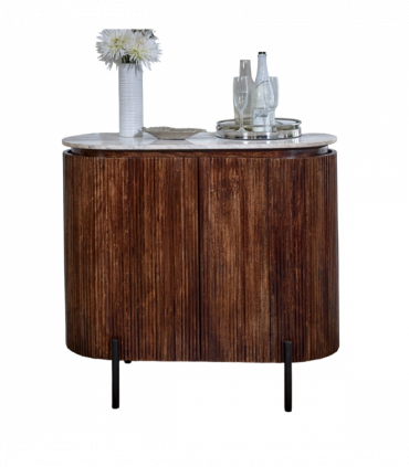 Opal Solid Wood Sideboard/Drinks Cabinet With Marble Top & Metal Legs