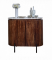 Opal Solid Wood Sideboard/Drinks Cabinet With Marble Top & Metal Legs