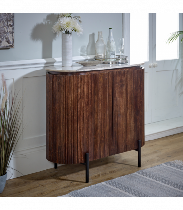 Opal Solid Wood Sideboard/Drinks Cabinet With Marble Top & Metal Legs
